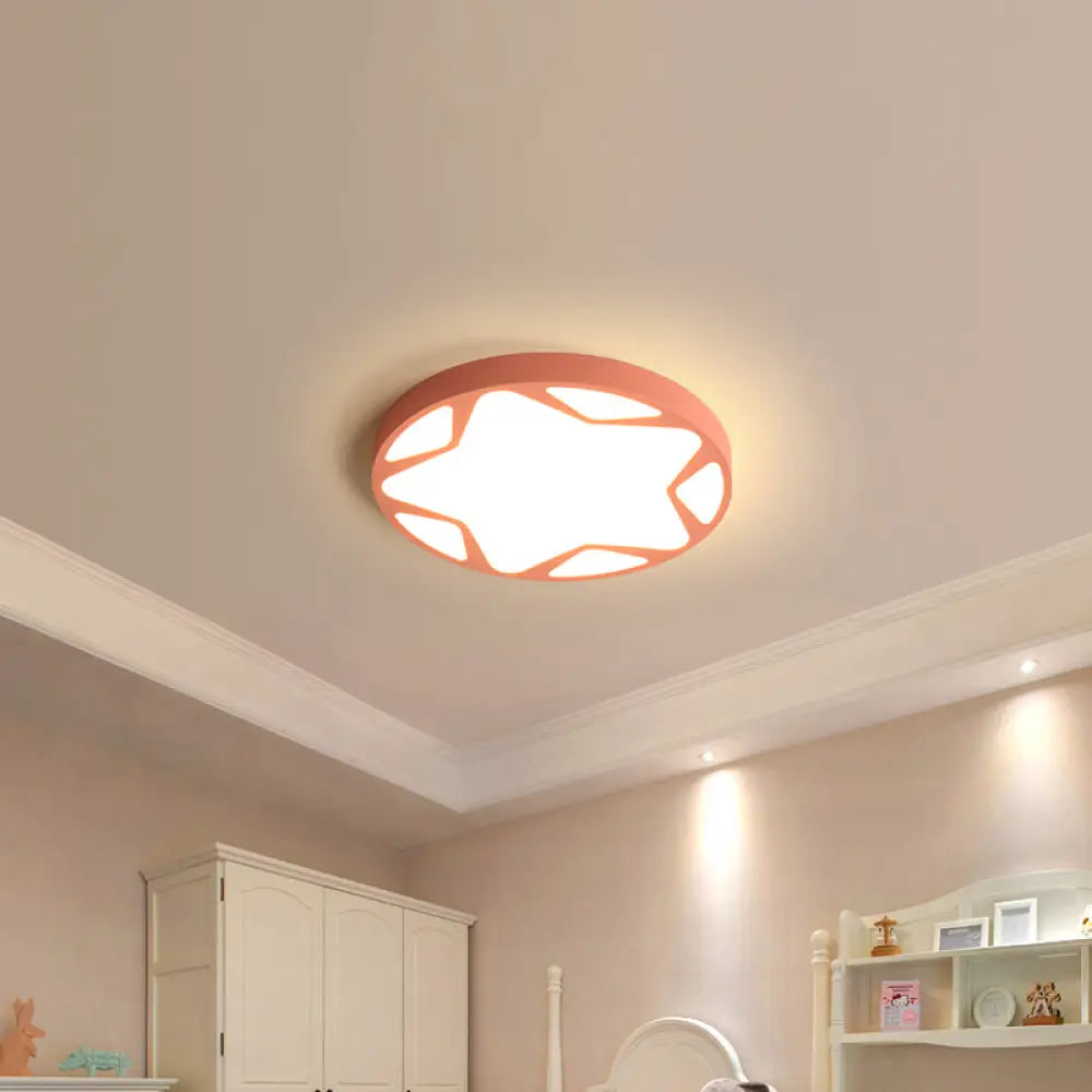 Macaron Loft Acrylic Ceiling Lamp: Candy Colored Flush Light For Child Bedroom Pink / 19.5’
