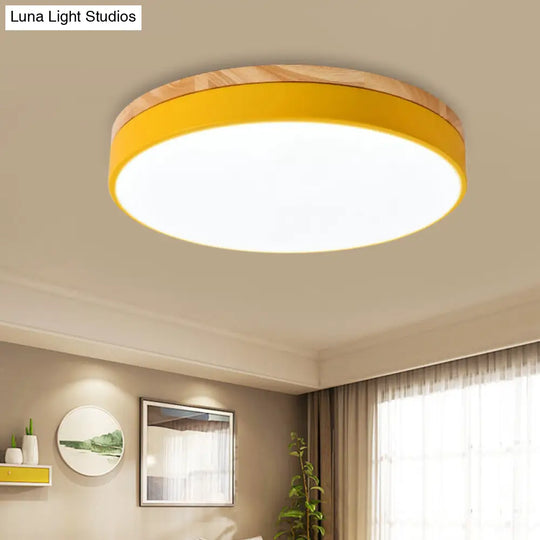 Macaron Loft Acrylic Ceiling Lamp: Candy-Colored Slim Circle Light For Child Bedroom Yellow / 16
