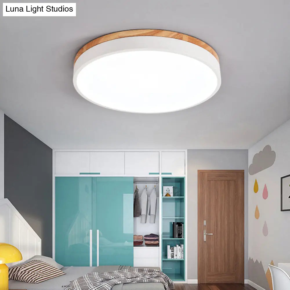 Macaron Loft Acrylic Ceiling Lamp: Candy-Colored Slim Circle Light For Child Bedroom Gloss White /