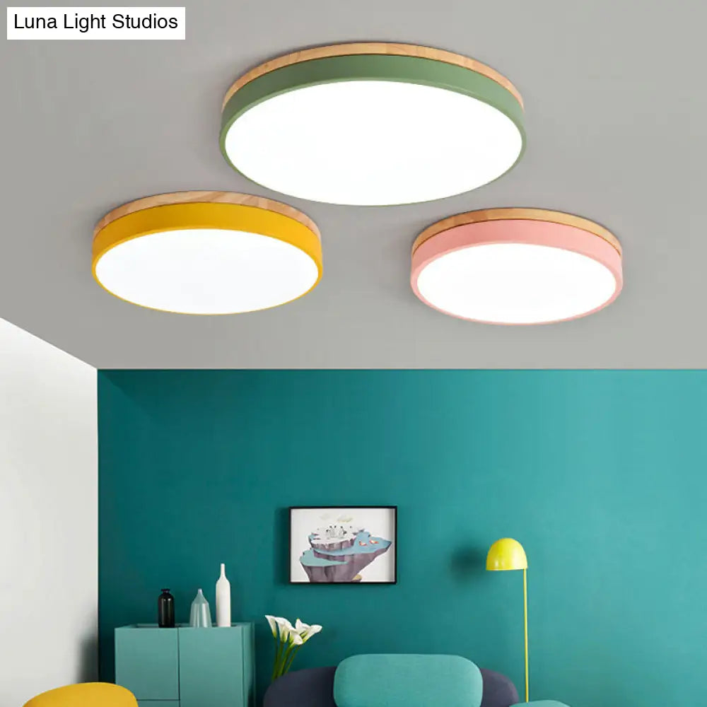 Macaron Loft Acrylic Ceiling Lamp: Candy-Colored Slim Circle Light For Child Bedroom
