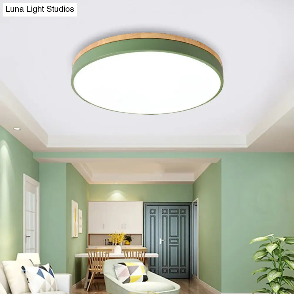 Macaron Loft Acrylic Ceiling Lamp: Candy-Colored Slim Circle Light For Child Bedroom Green / 16