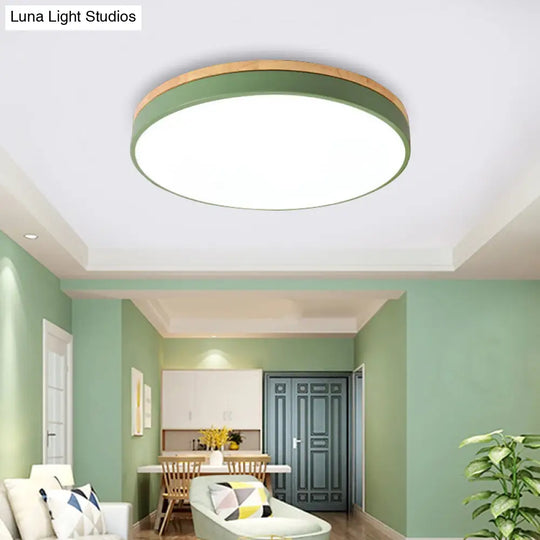 Macaron Loft Acrylic Ceiling Lamp: Candy-Colored Slim Circle Light For Child Bedroom Green / 16