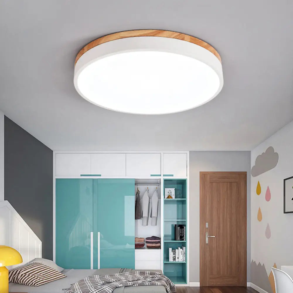 Macaron Loft Acrylic Ceiling Lamp: Candy-Colored Slim Circle Light For Child Bedroom Gloss White /