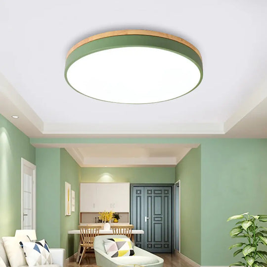 Macaron Loft Acrylic Ceiling Lamp: Candy-Colored Slim Circle Light For Child Bedroom Green / 16’