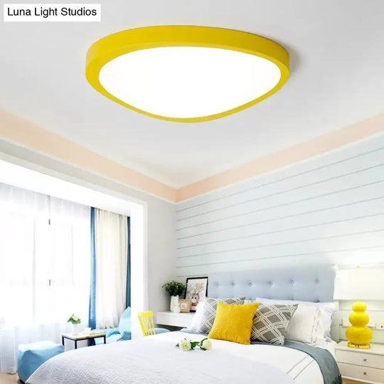 Macaron Loft Acrylic Triangle Led Flush Ceiling Light For Baby Room - Candy Colored Lamp Yellow / 18