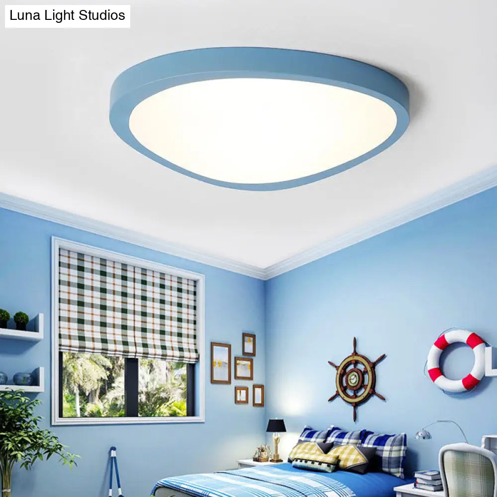 Macaron Loft Acrylic Triangle Led Flush Ceiling Light For Baby Room - Candy Colored Lamp Blue / 18