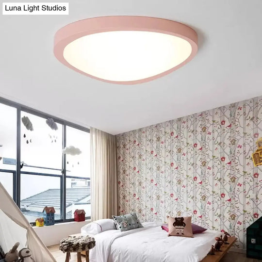 Macaron Loft Acrylic Triangle Led Flush Ceiling Light For Baby Room - Candy Colored Lamp Pink / 18