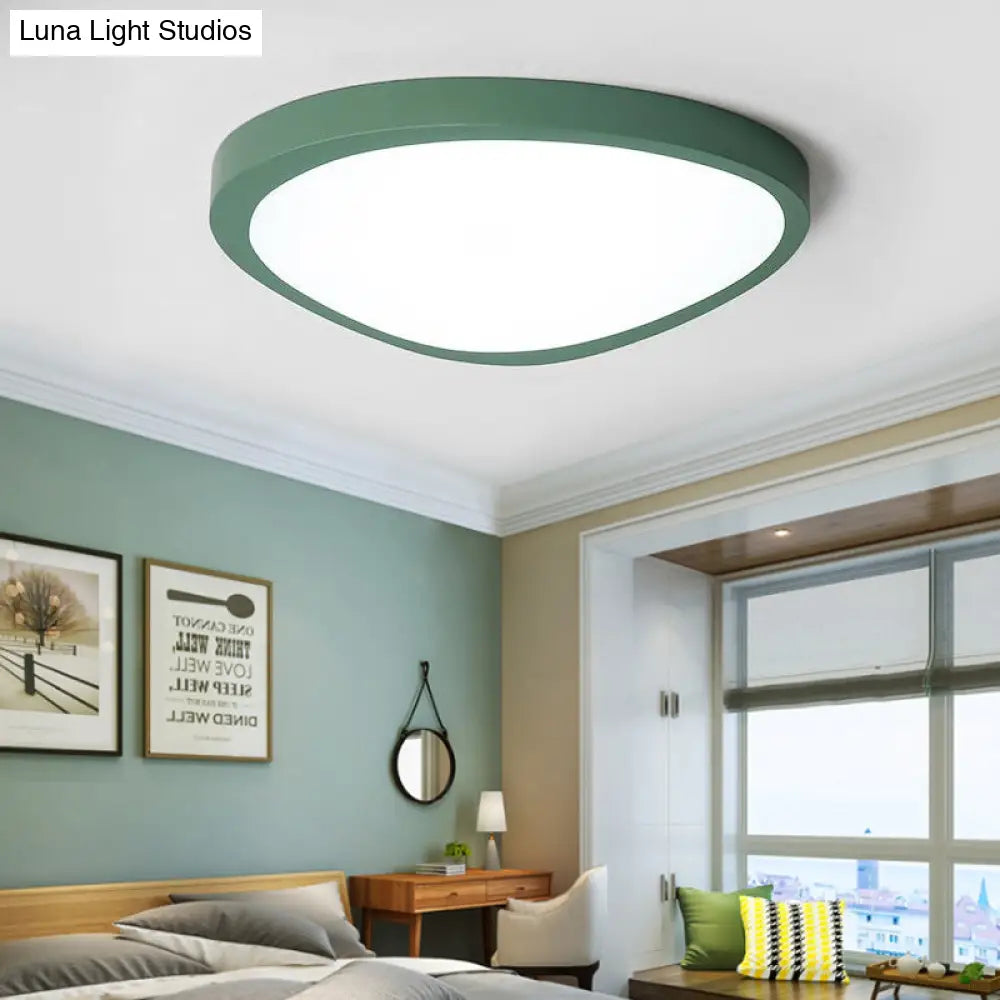 Macaron Loft Acrylic Triangle Led Flush Ceiling Light For Baby Room - Candy Colored Lamp Green / 18