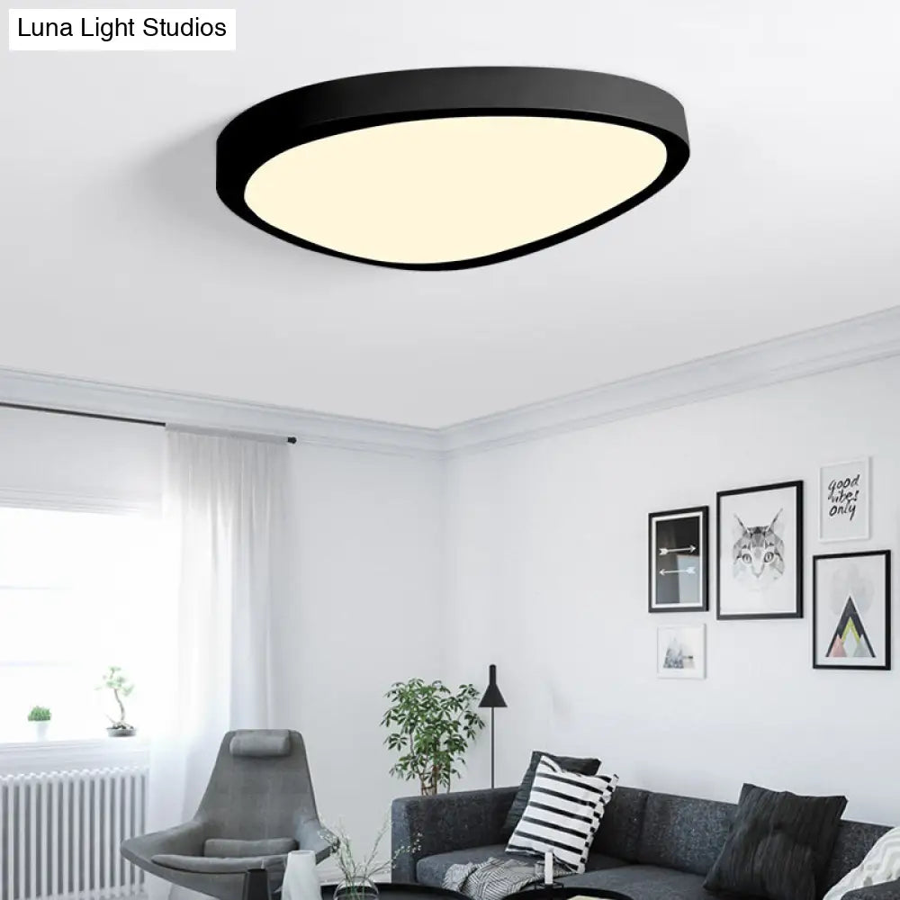 Macaron Loft Acrylic Triangle Led Flush Ceiling Light For Baby Room - Candy Colored Lamp Black / 18