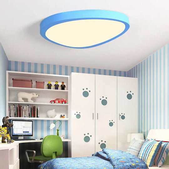 Macaron Loft Acrylic Triangle Led Flush Ceiling Light For Baby Room - Candy Colored Lamp Blue /