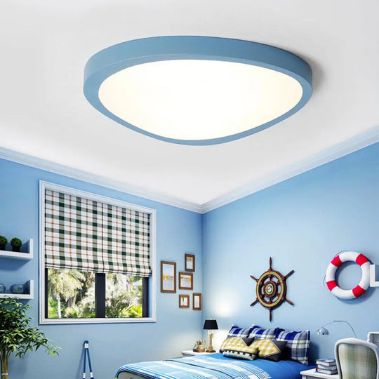 Macaron Loft Acrylic Triangle Led Flush Ceiling Light For Baby Room - Candy Colored Lamp Blue /