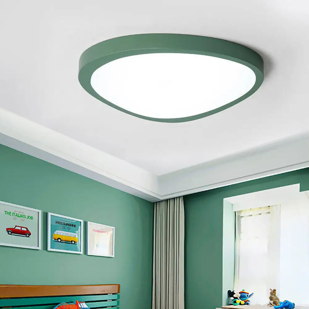 Macaron Loft Acrylic Triangle Led Flush Ceiling Light For Baby Room - Candy Colored Lamp Green /