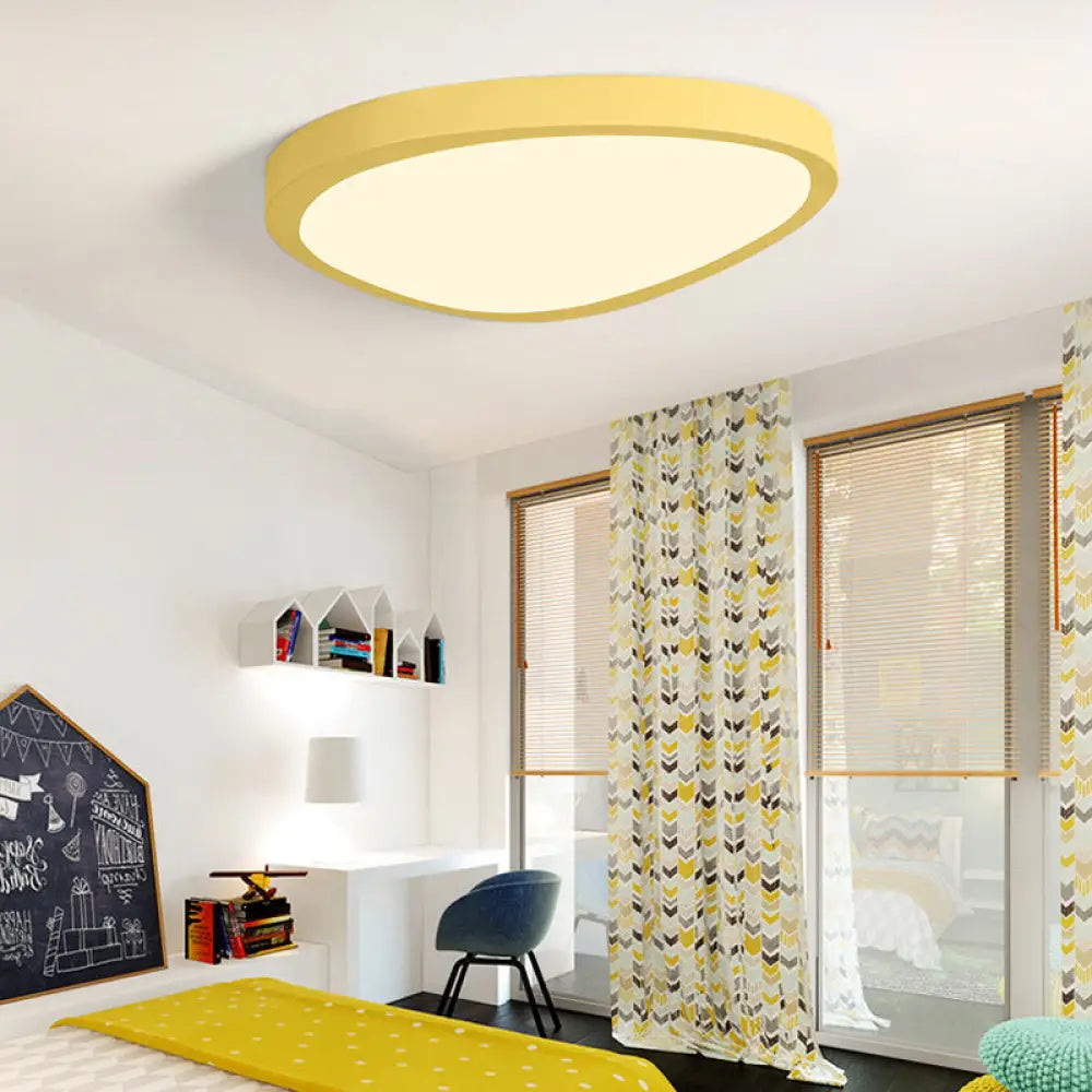 Macaron Loft Acrylic Triangle Led Flush Ceiling Light For Baby Room - Candy Colored Lamp Yellow /