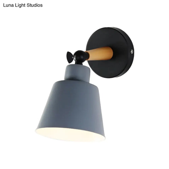 Macaron Loft Bucket Sconce Light - Rotatable Metal Wall Lamp For Hospitality