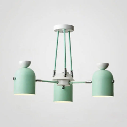 Macaron Loft Cup Pendant Light Chandelier In Candy Color For Living Room - 3/6 Metallic Heads 3 /