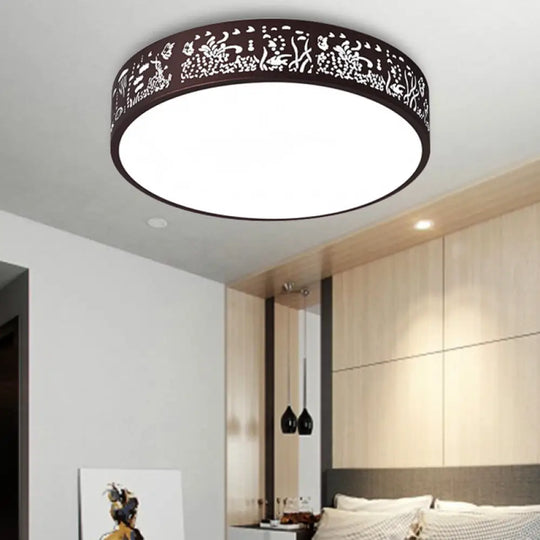 Macaron Loft Kids Ceiling Light With Etched Acrylic And Metal Mount - Round Design Brown / 12’