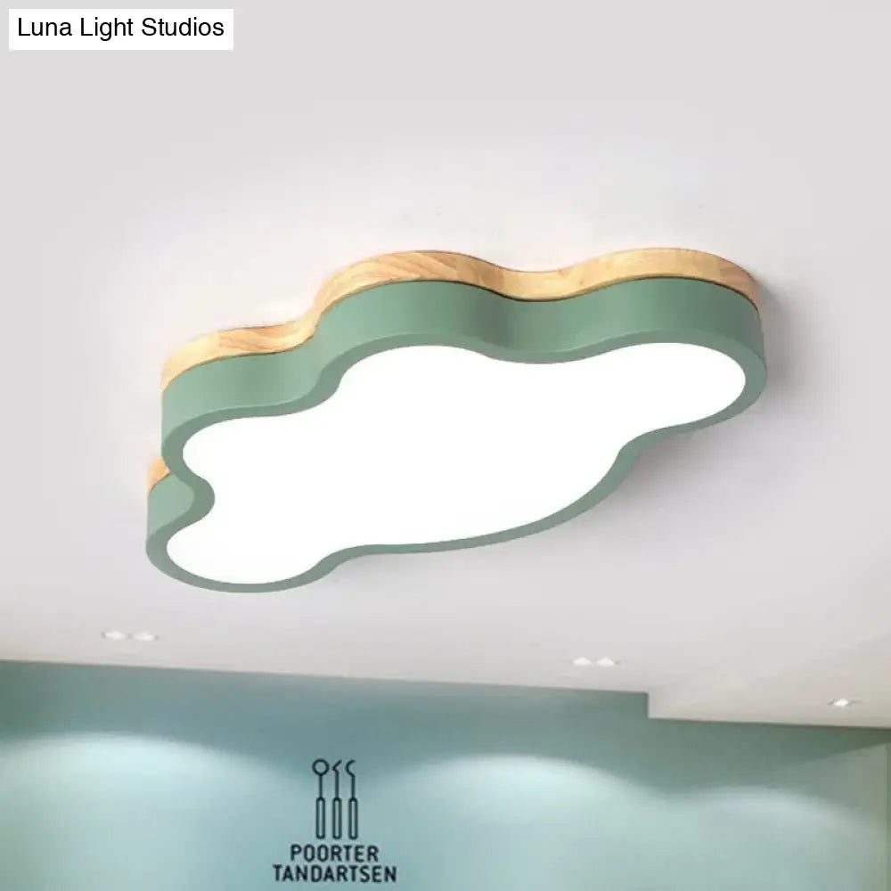 Macaron Loft Led Ceiling Lamp: Acrylic Cloud Shape Flush Light For Kids Bedroom