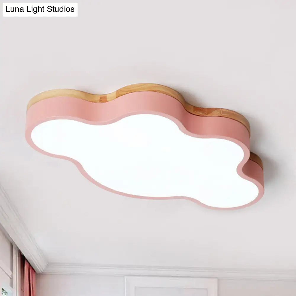 Macaron Loft Led Ceiling Lamp: Acrylic Cloud Shape Flush Light For Kids Bedroom