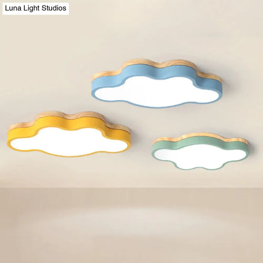 Macaron Loft Led Ceiling Lamp: Acrylic Cloud Shape Flush Light For Kids Bedroom