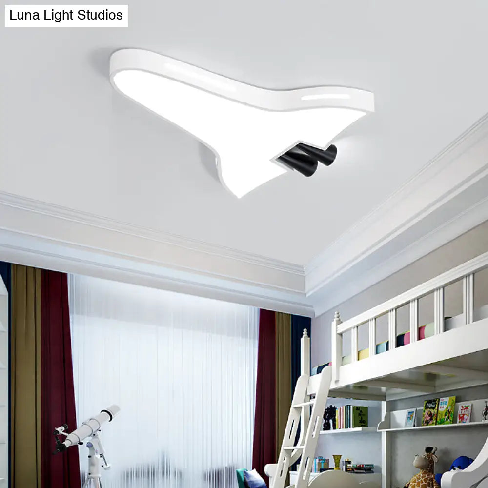 Macaron Loft Led Ceiling Lamp - Metal Acrylic Plane Flush Light For Kids Bedroom White /