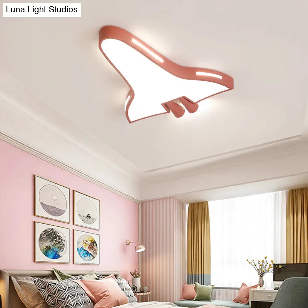 Macaron Loft Led Ceiling Lamp - Metal Acrylic Plane Flush Light For Kids Bedroom Pink / White