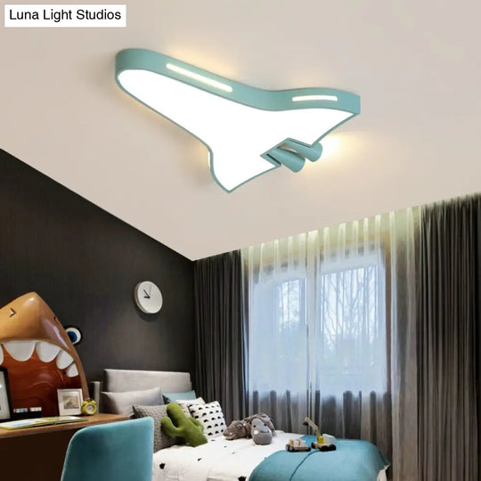 Macaron Loft Led Ceiling Lamp - Metal Acrylic Plane Flush Light For Kids Bedroom Blue / White