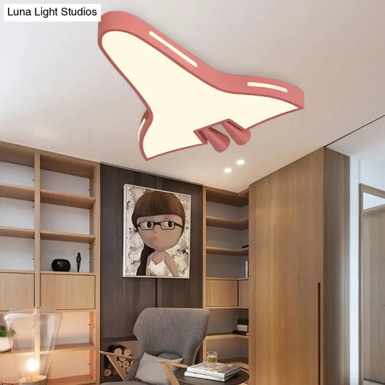 Macaron Loft Led Ceiling Lamp - Metal Acrylic Plane Flush Light For Kids Bedroom Pink / Third Gear