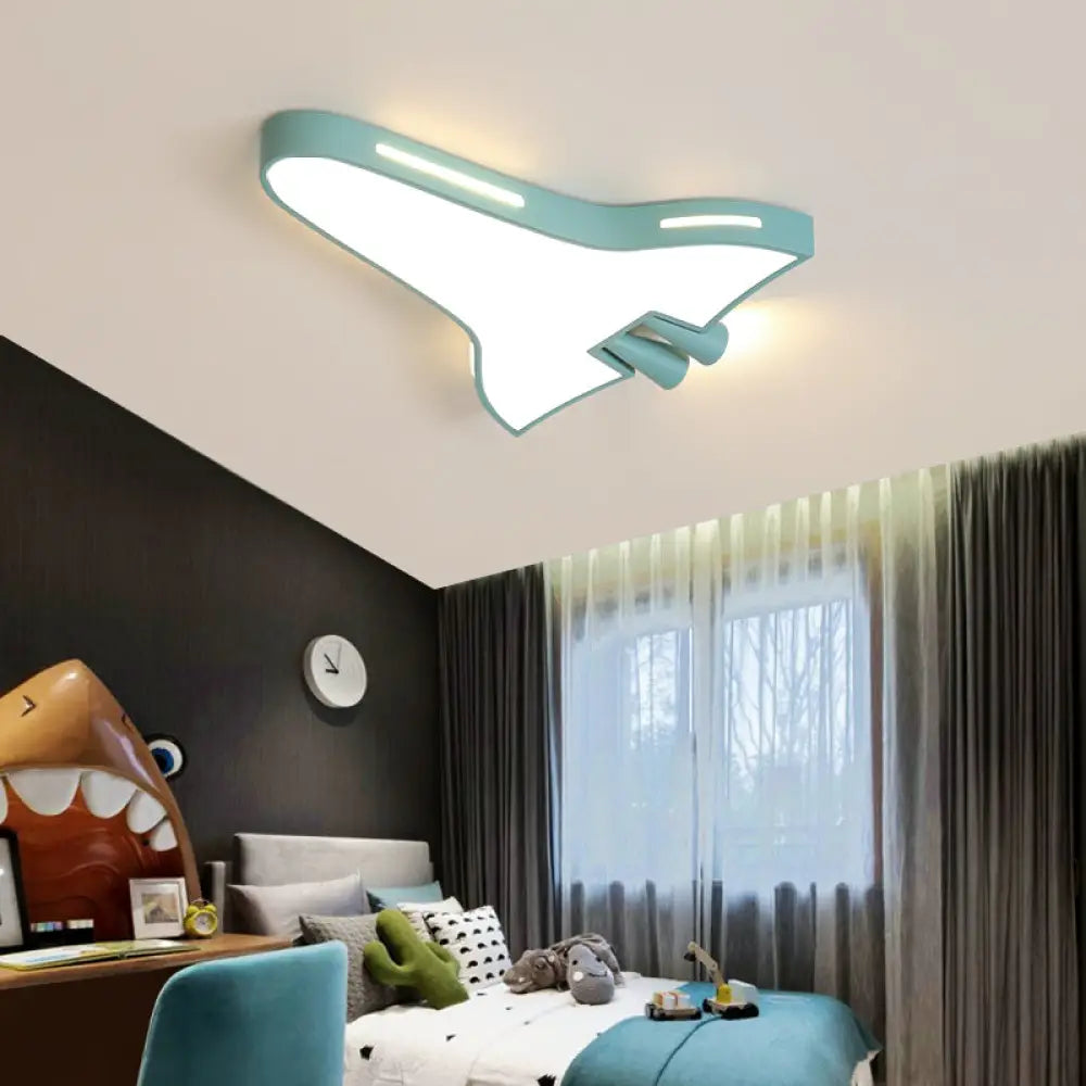 Macaron Loft Led Ceiling Lamp - Metal Acrylic Plane Flush Light For Kids’ Bedroom Blue / White