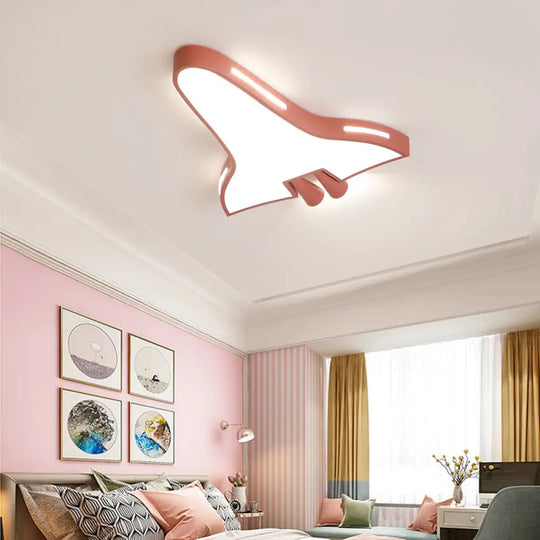 Macaron Loft Led Ceiling Lamp - Metal Acrylic Plane Flush Light For Kids’ Bedroom Pink / White