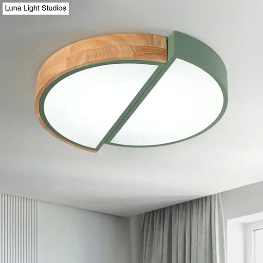 Macaron Loft Led Flush Mount Ceiling Light - Half Circle Restaurant Lamp In Green/Pink/White Green /