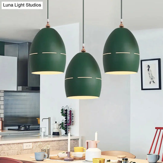 Metal Oval Suspension Light - Macaron Loft Hanging 1 For Dining Room