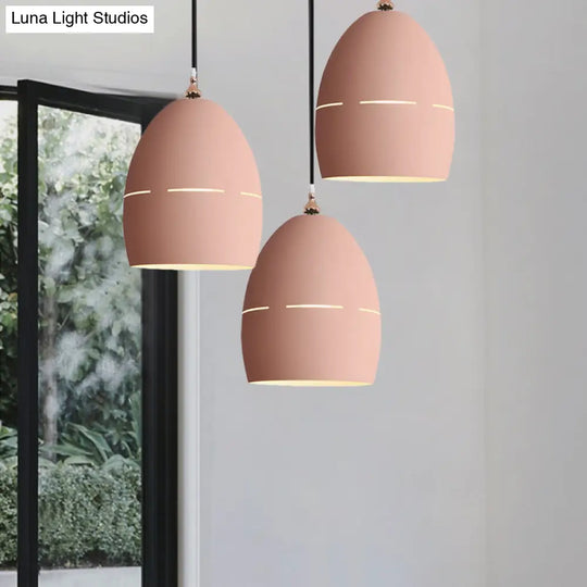 Macaron Loft Metal Oval Suspension Light - Stylish Hanging For Dining Room