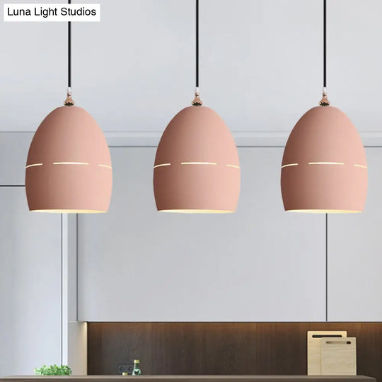 Metal Oval Suspension Light - Macaron Loft Hanging 1 For Dining Room