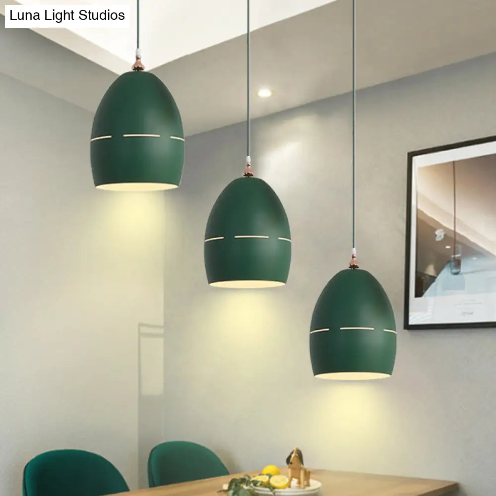 Macaron Loft Metal Oval Suspension Light - Stylish Hanging For Dining Room