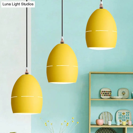 Metal Oval Suspension Light - Macaron Loft Hanging 1 For Dining Room