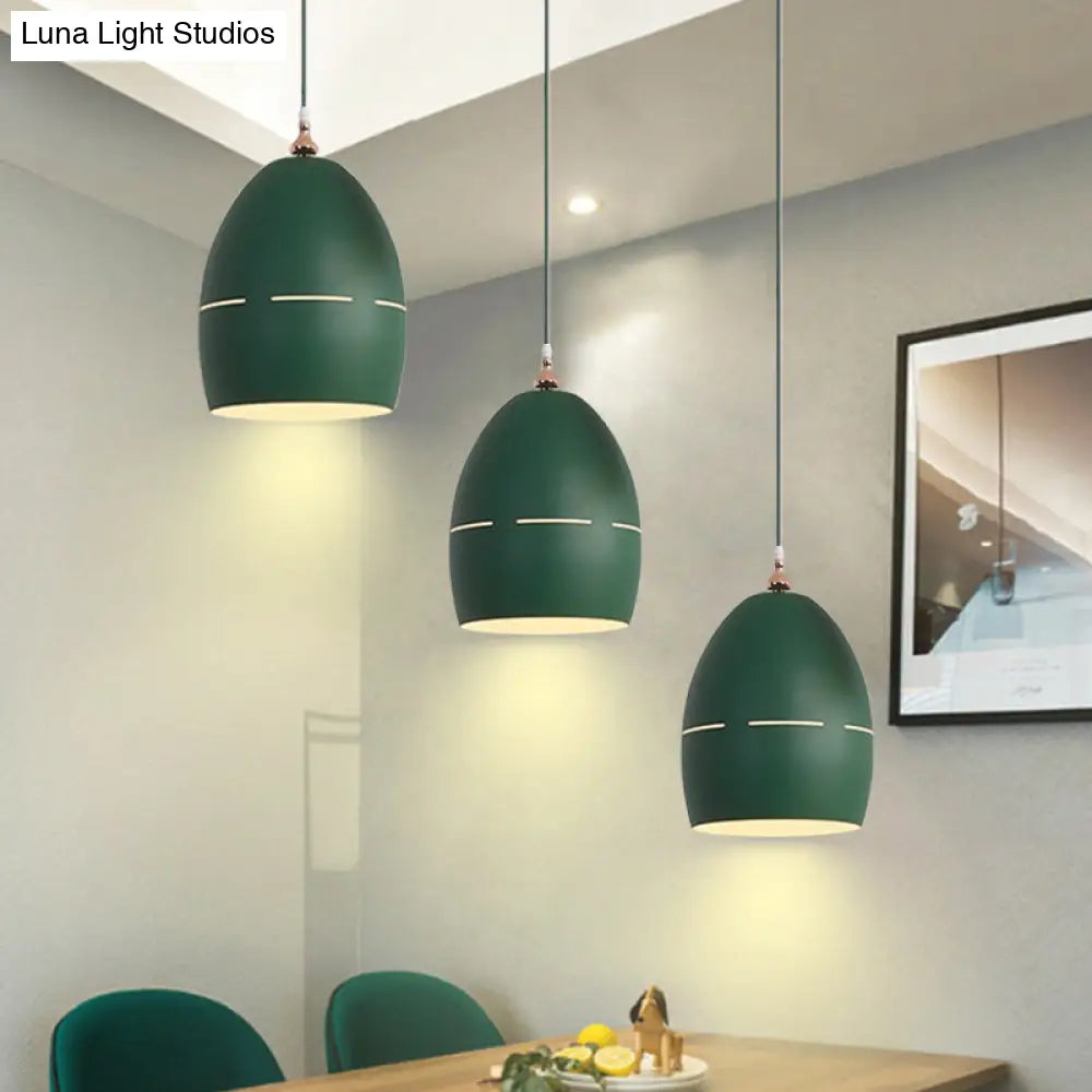 Metal Oval Suspension Light - Macaron Loft Hanging 1 For Dining Room