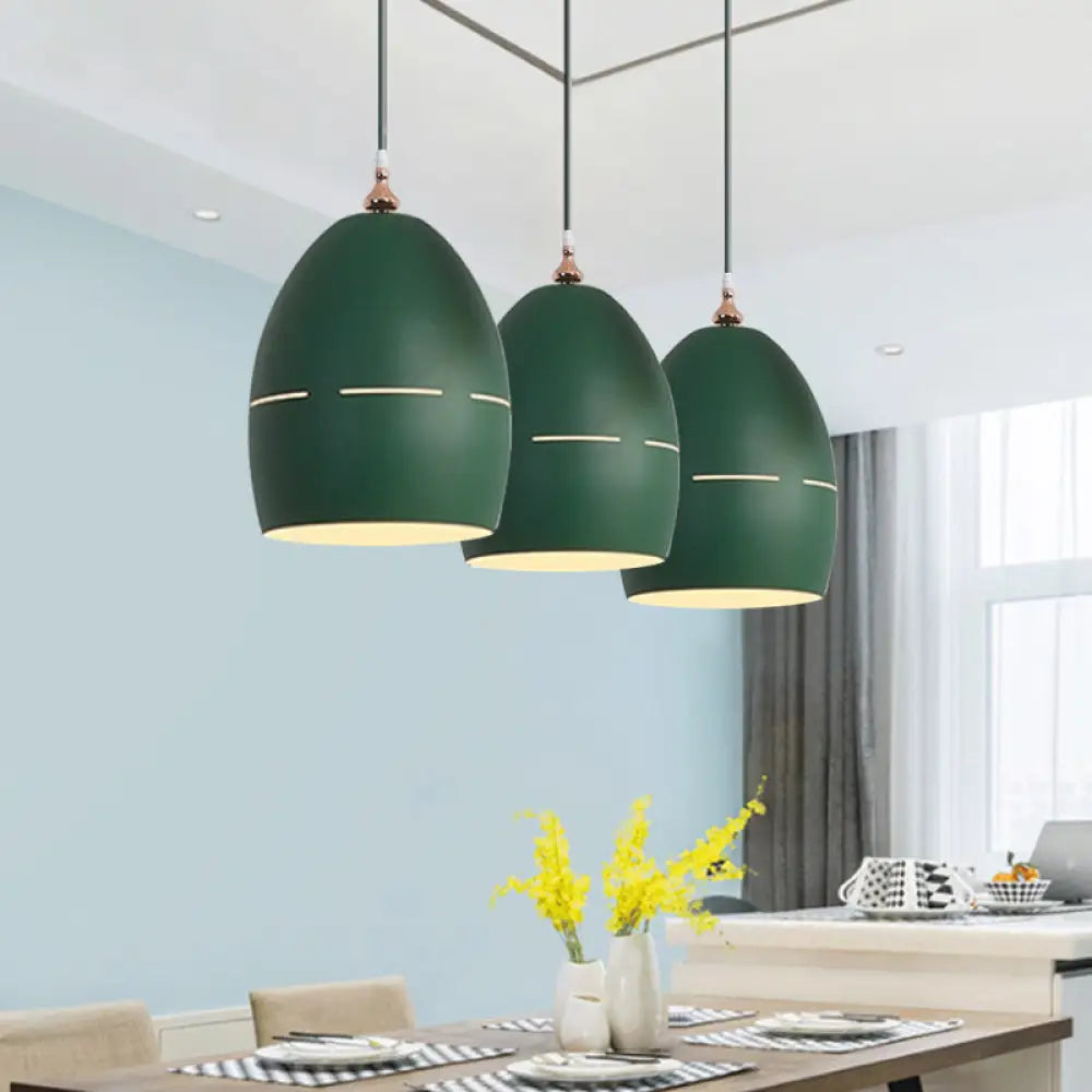 Macaron Loft Metal Oval Suspension Light - Stylish Hanging For Dining Room Green