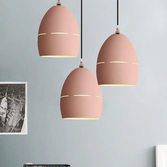 Macaron Loft Metal Oval Suspension Light - Stylish Hanging For Dining Room Pink