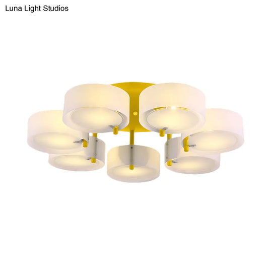 Macaron Loft Milk Glass Semi Flush Ceiling Light For Study Room