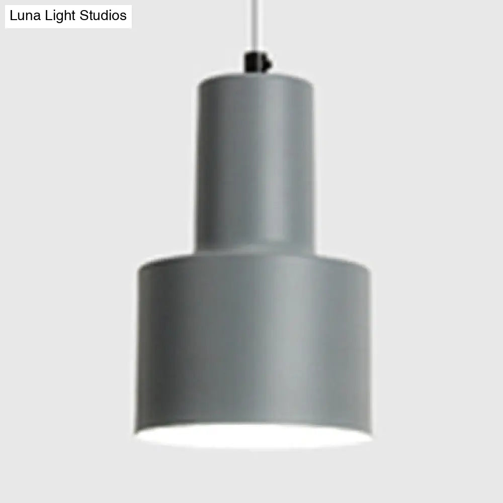 Macaron Loft Pendant Light - Metallic Cylinder Design Ideal For Meeting Rooms Grey