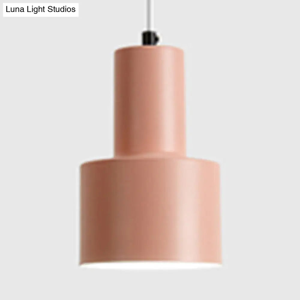 Macaron Loft Pendant Light - Metallic Cylinder Design Ideal For Meeting Rooms Pink