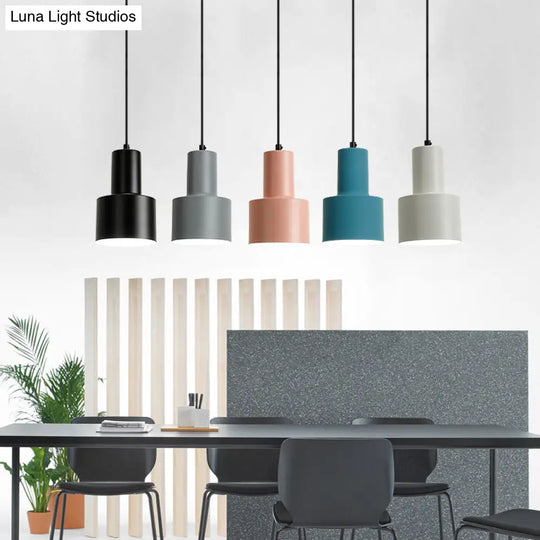 Macaron Loft Pendant Ceiling Light - Metallic Cylinder Design For Meeting Room