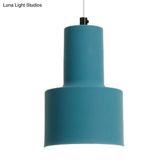 Macaron Loft Pendant Light - Metallic Cylinder Design Ideal For Meeting Rooms Blue