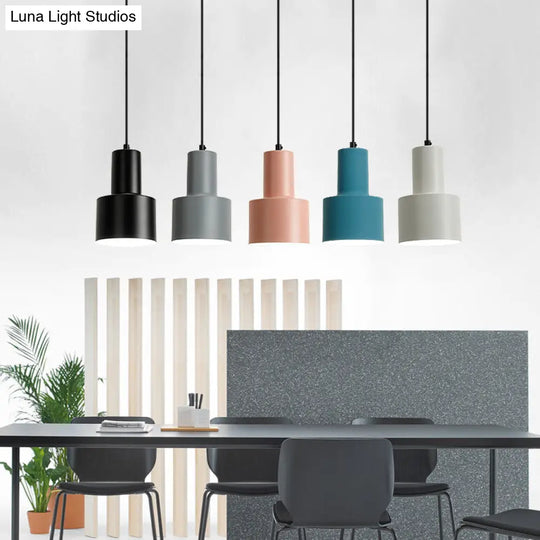 Macaron Loft Pendant Light - Metallic Cylinder Design Ideal For Meeting Rooms