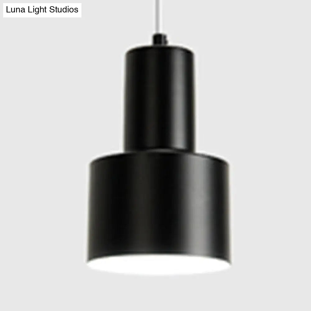 Macaron Loft Pendant Light - Metallic Cylinder Design Ideal For Meeting Rooms Black