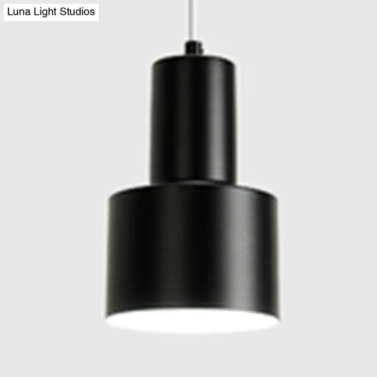 Macaron Loft Pendant Light - Metallic Cylinder Design Ideal For Meeting Rooms Black