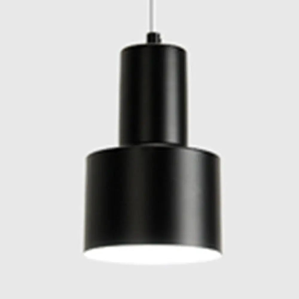 Macaron Loft Pendant Ceiling Light - Metallic Cylinder Design For Meeting Room Black