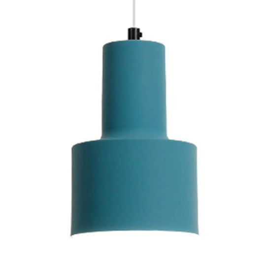 Macaron Loft Pendant Ceiling Light - Metallic Cylinder Design For Meeting Room Blue