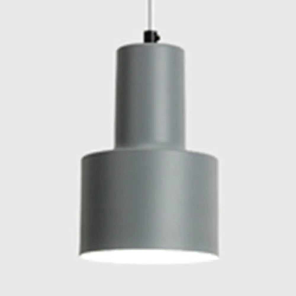 Macaron Loft Pendant Ceiling Light - Metallic Cylinder Design For Meeting Room Grey