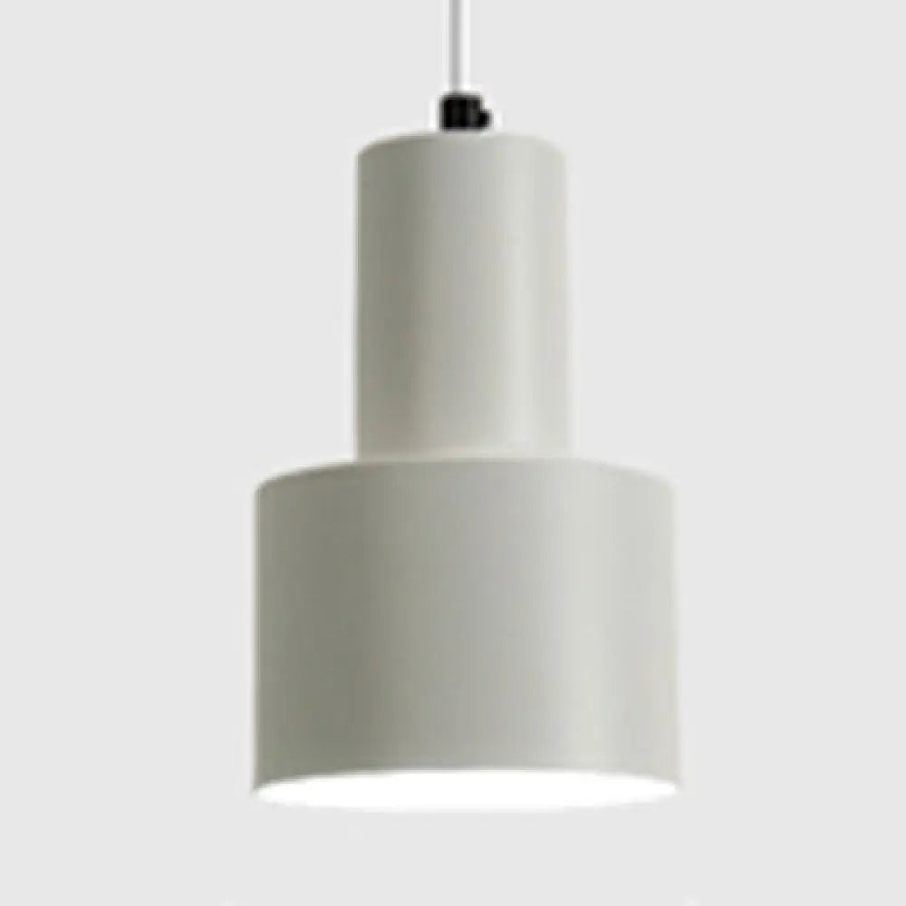 Macaron Loft Pendant Ceiling Light - Metallic Cylinder Design For Meeting Room White